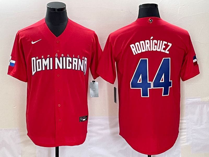 Men 2023 World Cub Dominicana #44 Rodriguez Red Nike MLB Jersey6